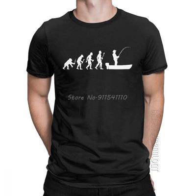 Funny Evolution Of Man And Boat Fisher T-Shirt Men Fisherman Fish Male Tshirt Hip Hop Basic Tees Cotton Tops Oversize T Shirts