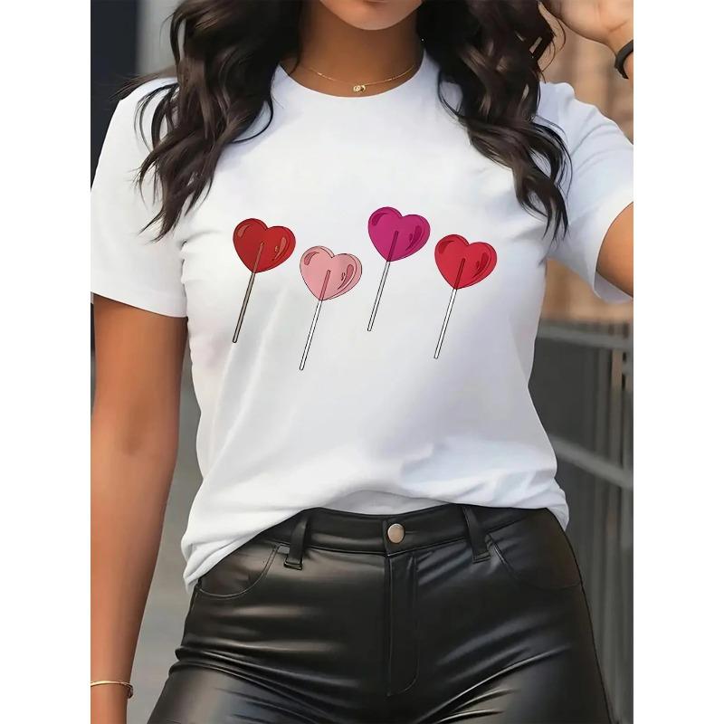 

Black White Unique Clothes T-Shirt Short Sleeve for Restaurant Wear, Durable Fabric with Heart Design, Comfortable Fit for Daily Use, S белый