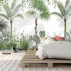 Tropical Green Plant Tapestry: Palm Leaf and Rainforest Jungle Wall Art for Bedroom, Bedroom or Office Decoration At Home.