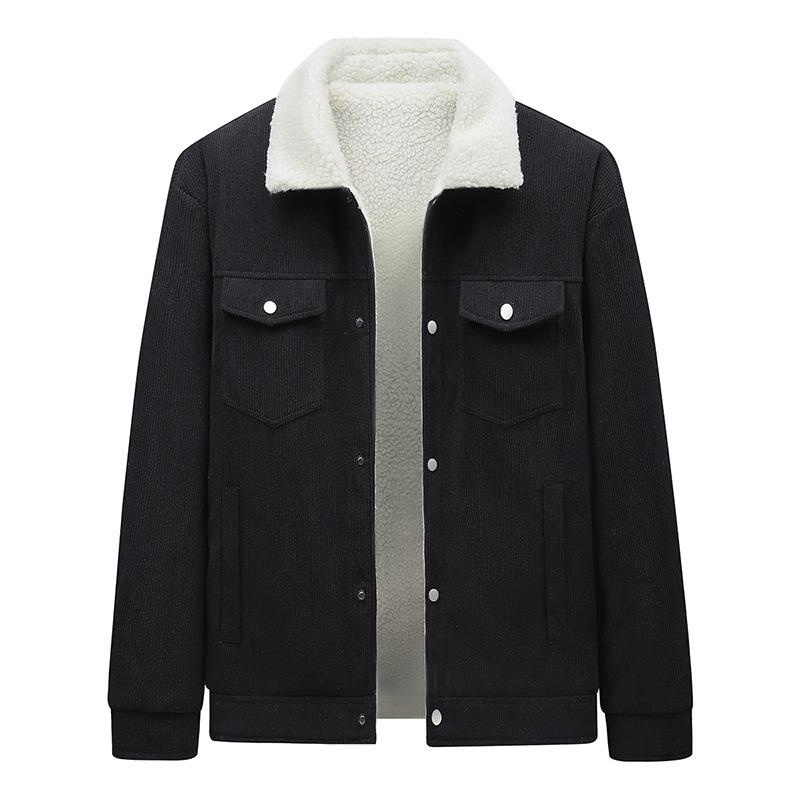 

Thickened Casual Retro Lapel Tooling Jacket Cotton Jacket 5XL чёрный
