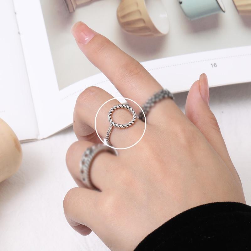 Anéis Prata Tailandesa Tendência Coreana Unissex - Conjunto Vintage Envelhecido para Casais com Personalidades Dominantes