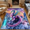 Rainbow Crystal Dragon in Snowy Peaks Patterned carpet, non slip mat suitable for living room and bedroom sofas
