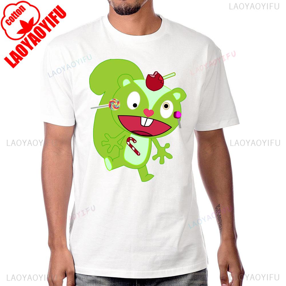 

Novelty Happy Tree Friends Anime T-shirt Black Humor Cartoon Short Sleeve Summer Style Man Tshirt Cotton Breathe Comfort Tees... 5XL різнокольоровий