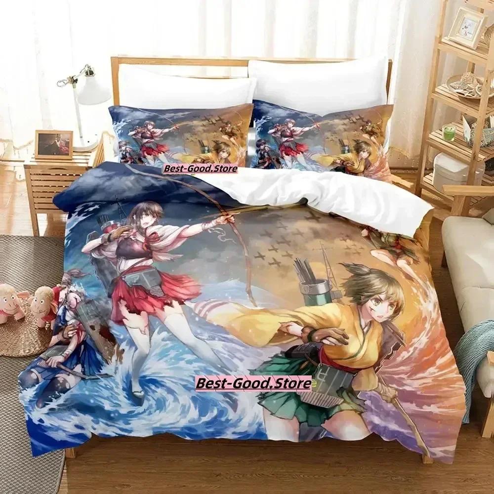 New Kawaii Kantai Collection Bedding Set Single Twin Full Queen King Size Bed Set Adult Kid Bedroom Duvetcover Sets Anime Bed