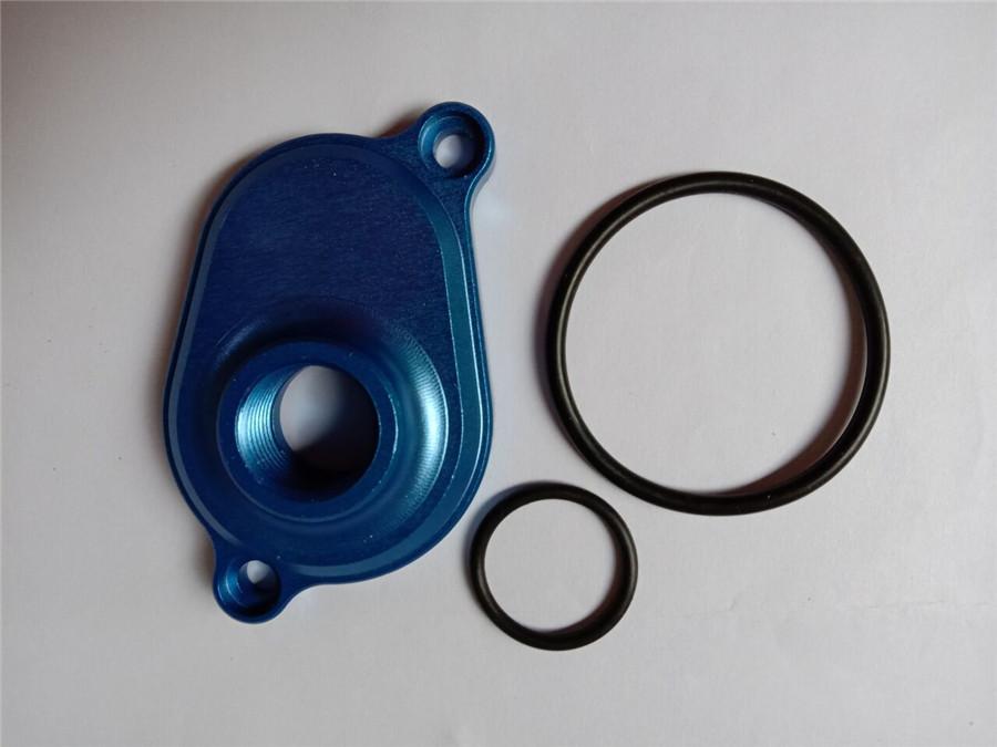 Aluminum Oil Cooler Back Flush Adapter for Ford Powerstroke 03-07 6.0L Blue