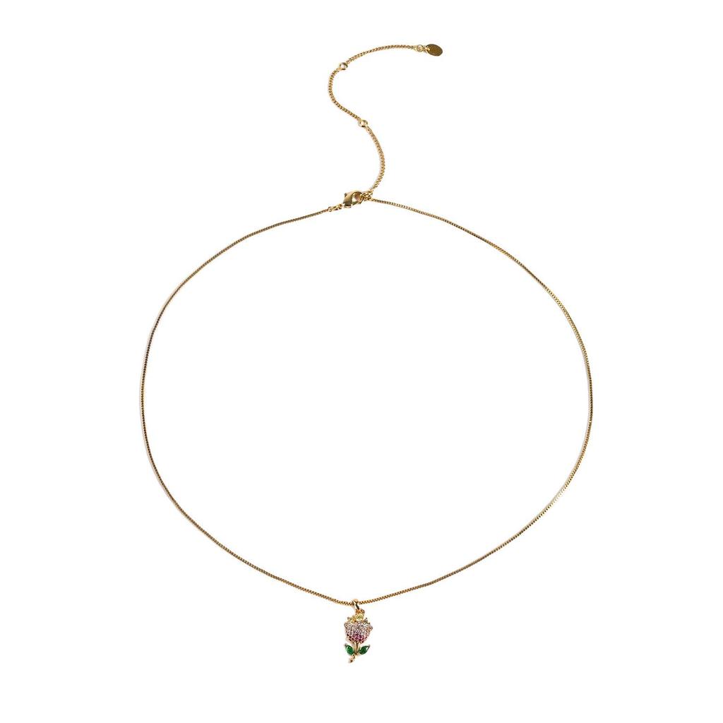 Elegant Rhinestone Tulip Necklace: Creative, Personalized Clavicle Chain in European & American Niche Fashion Style