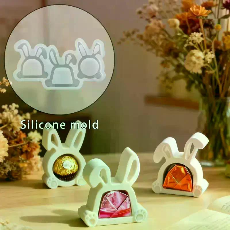 'Cute Mini Easter Rabbit Silicone Mold DIY Candy Chocolate Candle Scented Gypsum Mould Handmade Home Decoration Mold