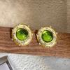 1 Pair Sparkling Design Green Crystal Earrings Green Crystal Sparkling Earrings  Women Jewelry