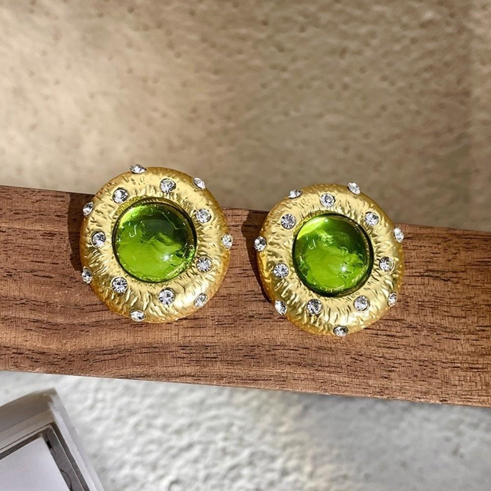 1 Pair Sparkling Design Green Crystal Earrings Green Crystal Sparkling Earrings Women Jewelry