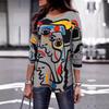 Spring and Autumn Round Neck 3D Abstract Art Printed Top Fashionable Casual Long Sleeved Women's T-shirts