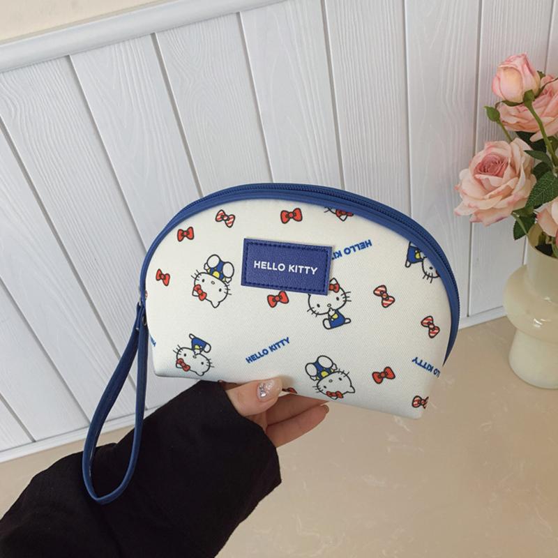 New Sanrio Hello Kitty Canvas Makeup Bag Medium Women's Blue 810-1676-4