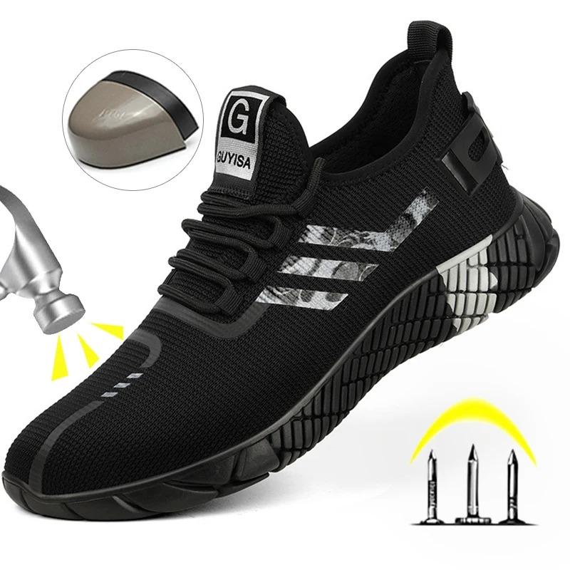 Fashion Work Sneakers Men Safety Shoes Construction Steel Toe Work Shoes Safety Boots Men Shoes Anti-Puncture Working Summer Kevlar