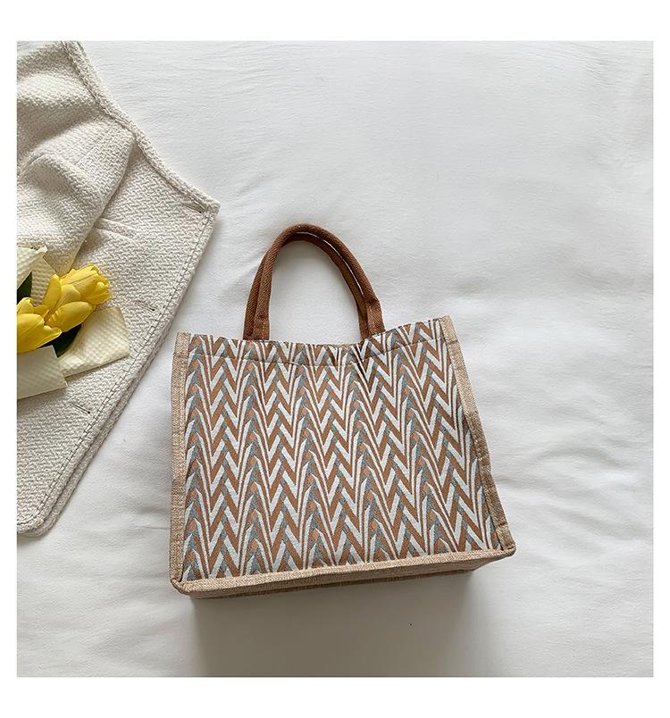 

High value and large capacity class bag women s 2025 new versatile handbag linen shoulder tote bag tide коричневый