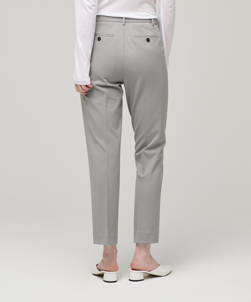 MUSINSA STANDARD WOMAN Women'S Slim Straight Hidden Elastic Waist Slacks [Light Warm Gray]