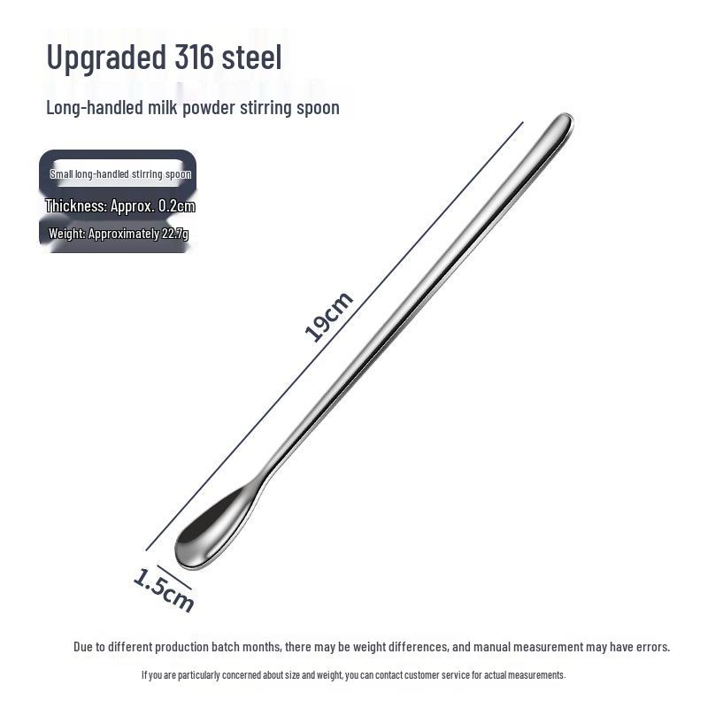 

316 Stainless Steel Long Handle Spoon for Stirring Milk Powder, Coffee, Ice, Dessert, Honey, and Spices