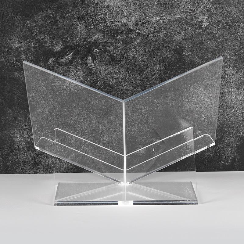 Lehký luxusní akrylový regál na knihy ve tvaru V Stojan na časopisy Ornamenty Hotel Modelový pokoj Domů Obývací pokoj Ložnice Dekorace pracovny