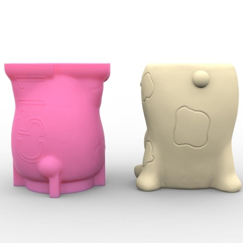 Silikonform für Sukkulenten-Blumentöpfe, Mini-Gartenstatuen, Katzen-, Panda- und Schweinchen-Blumentopfform, einzigartige Stifthalter-Harzformen