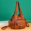 Damen Retro Weiches Leder Umhängetasche - Kleine Quadratische Crossbody für Mittelalte und Ältere