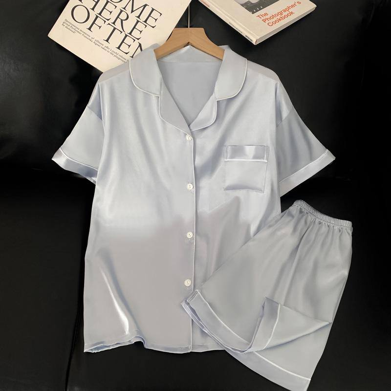 Summer Ice Silk Pajamas for Women: New Style, Sweet & Simple, Short-Sleeved Homewear
