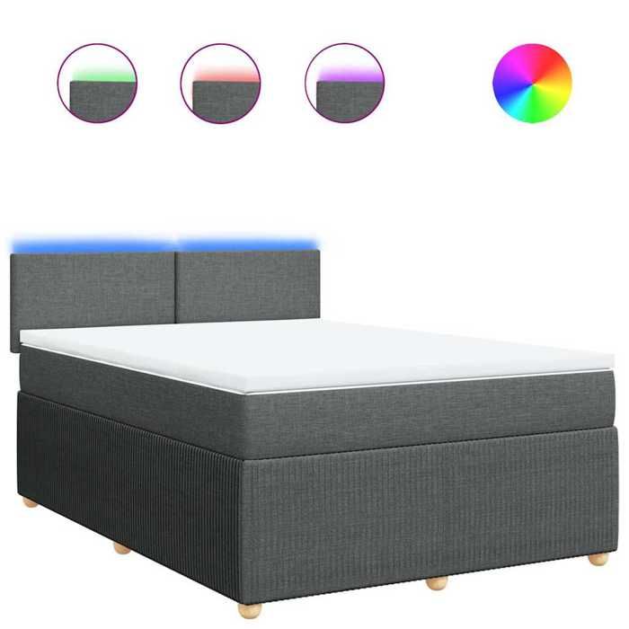 Maison Exclusive - Sommier à lattes de lit avec matelas Gris foncé 140x190cm Tissu