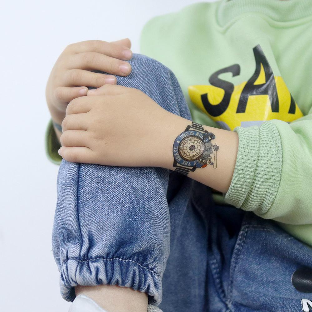 1 Sheets Waterproof But Easy Remove Water Transfer Sticker Kids Luminous Fake Tattoos Watch