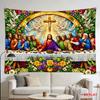 Colored Flower Edition Last Supper Tapestry Wall Hanging Home Decor for Bedroom Living Room Colorful Religious Mural