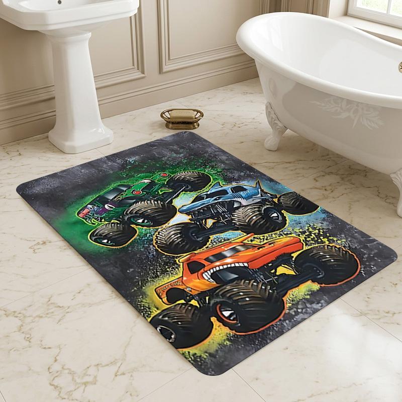 Monster Trucks Living Room Nonslip Area Rug Soft Carpet For Bedroom Game Playroom Sofa Office Home Decor Doormat Christmas Gift C926583