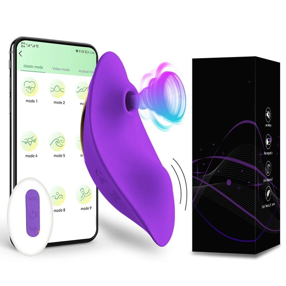 APP Bluetooth Sucking Vibrator Female Wearable Clit Sucker Clitoris Stimulator 2 In 1 Adult Goods Sex Toy for Women 's Panties