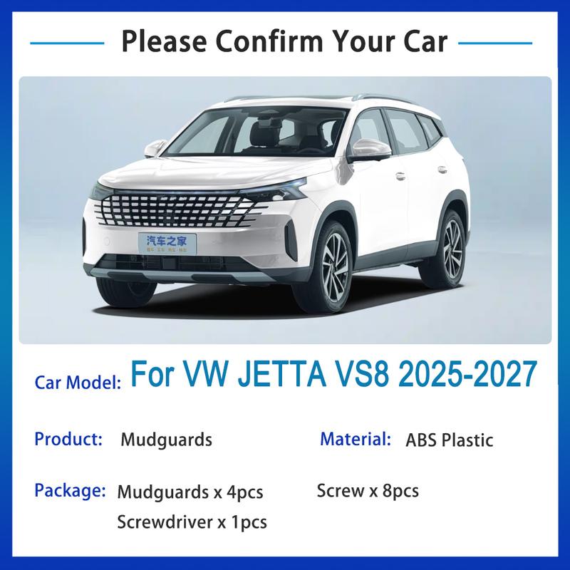 Car Mudflaps Mudguards For Volkswagen VW Jetta VS8 2025 2026 2027 Accessories Auto Fender Mud Flaps ABS Black Splashguards Tools