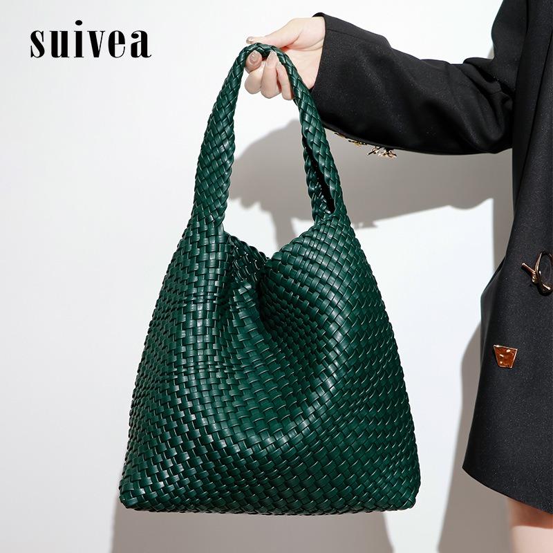 Borsa tote tessuta a mano, moda europea e americana semplice e versatile grande capacità monospalla sottobraccio portatile a mano borsa tote cestino per verdura
