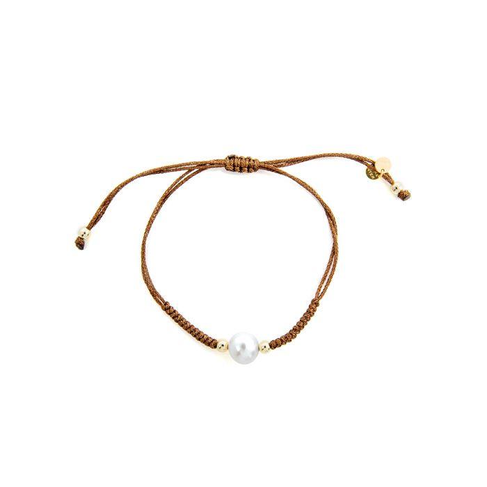Bracelet - LUXENTER - Yarul - Argent 925 - Or jaune 18k - Perle blanche