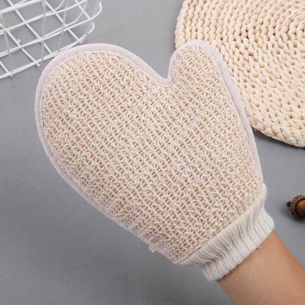 1 Piece Of Cotton And Linen Material Shower Gloves, Double-Sided Mud And Ash Scrubbing Household Cleaning And Scrubbing Towels, Body Cleansing Tool