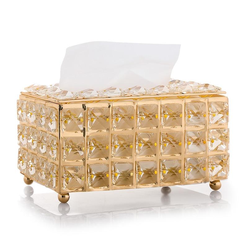 Caja de pañuelos con diamantes de imitación, estante de papel, accesorios de mesa de oficina, estuche protector Facial, bandeja para servilletas para el hogar, Hotel y coche