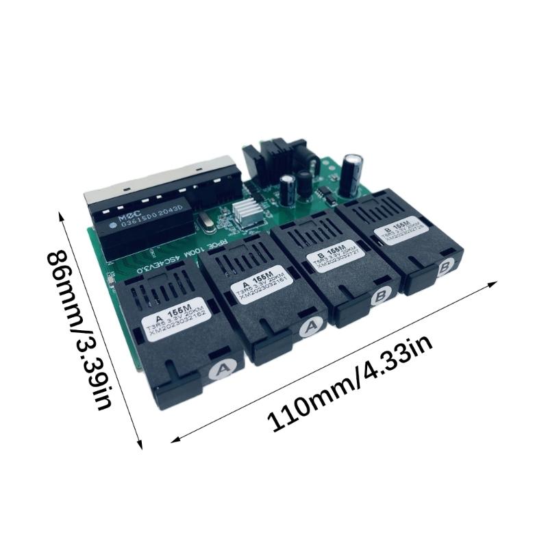 100M Reverse 4F4E POE Fiber Switcher 4 Fiber Optically Media Converter Fast Ethernet Easy Installation Development Board