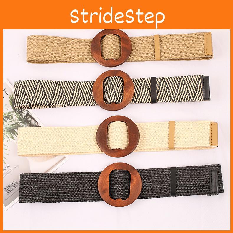 And Waist Weave Rope Wooden Round Buckle Women Belt Clothing Gift Accessories
