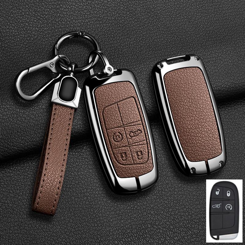 Housse Porte-Clés en Alliage de Zinc Automatique Adaptée Pour Jeep Grand Cherokee Wk2 Kl Wrangler Jk Jl Mp Patriot Renegade Commander Compass 4 5 Boutons Porte-Clés