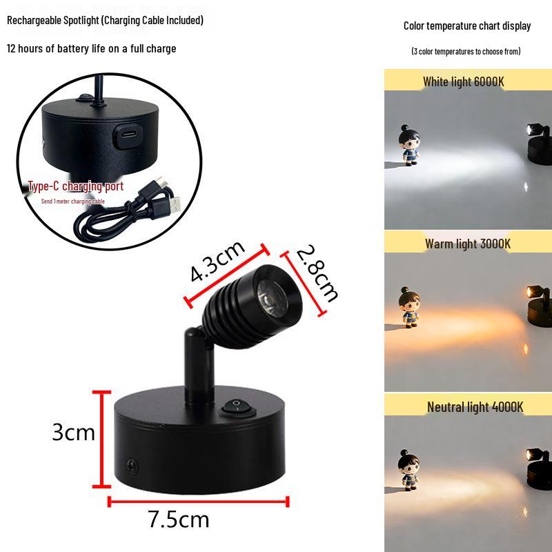 Wireless Jewelry Display Spotlights for Cabinets and Desktops