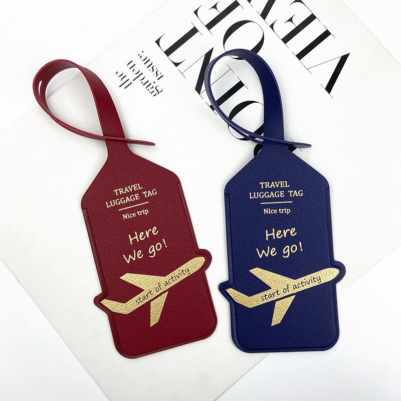 Fashionable Pu Luggage Tag Boarding Pass For Overseas Travel Anti-Loss Name Card Luggage Tag
