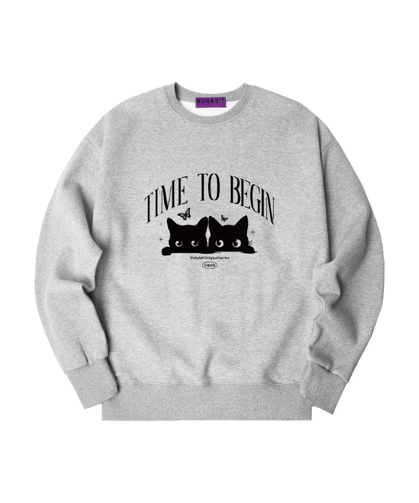 NUHABIT N/H Time To Begin Oversized Fleece-Lined Sweatshirt_Gray (Som4-4Nh1214)