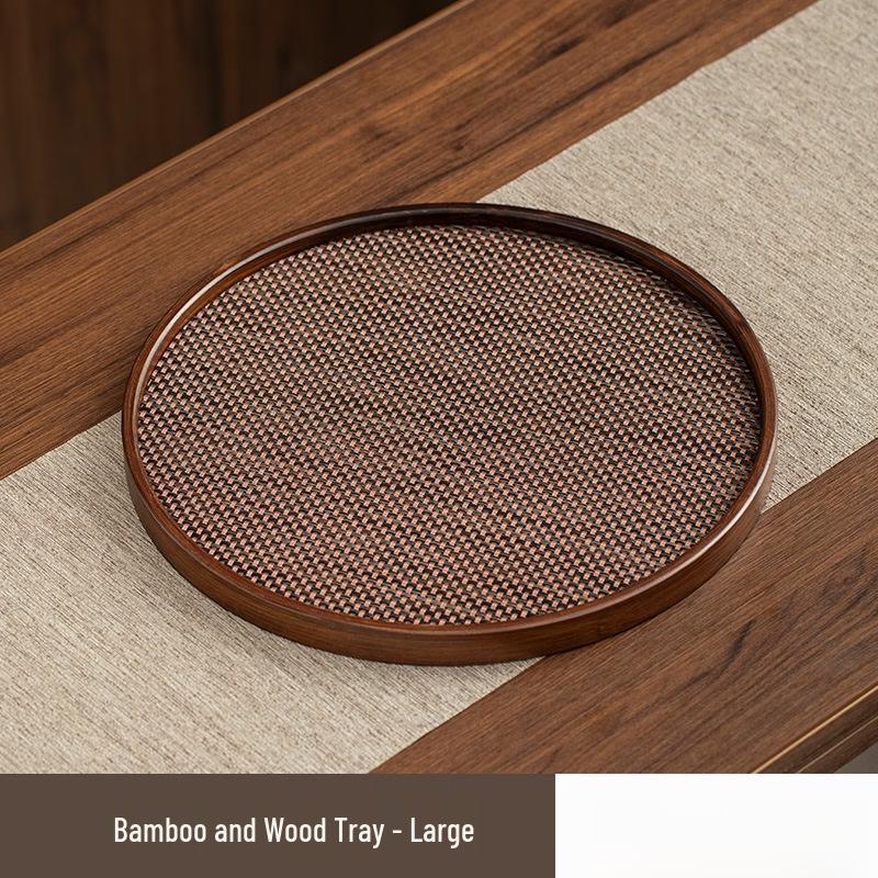 Serviertablett im chinesischen Stil, Bambus-Imitat Rattan