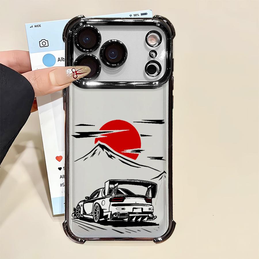 Чехол для телефона iPhone 16 15 14 Plus 17 Air 13 12 11 Pro Max 16e Мягкий чехол Спортивный гоночный JDM Дрифт-автомобиль iPhone17
