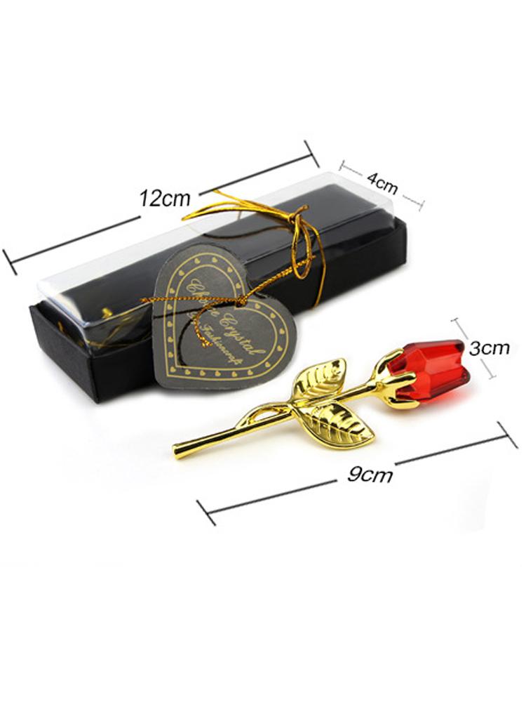 Small Crystal Glass Rose Flower Figurines Craft Valentine's Day Favors X'mas Lovers' Gift Souvenir Home Wedding Decoration