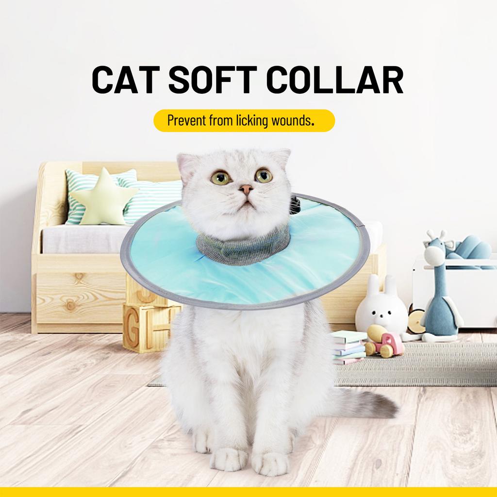 Cat Cone Collar Stop Licking Adjustable Ribbing Neck Recovery Collar