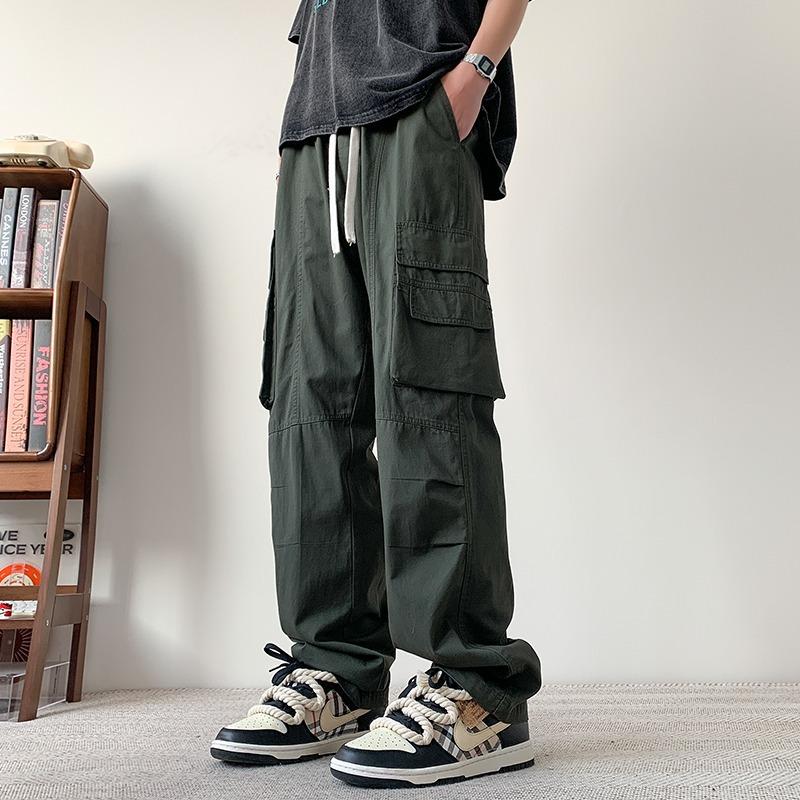 Overalls Men's Autumn New American Trend Brand Loose Casual Pants Teen Fashion Solid Color Multi-Pocket Straight Pants