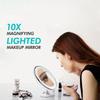 10x Portable Makeup Mirror with Suction LED Light 360° Rotating Magnifying Glass Home Office Glass | Bath Mirrors