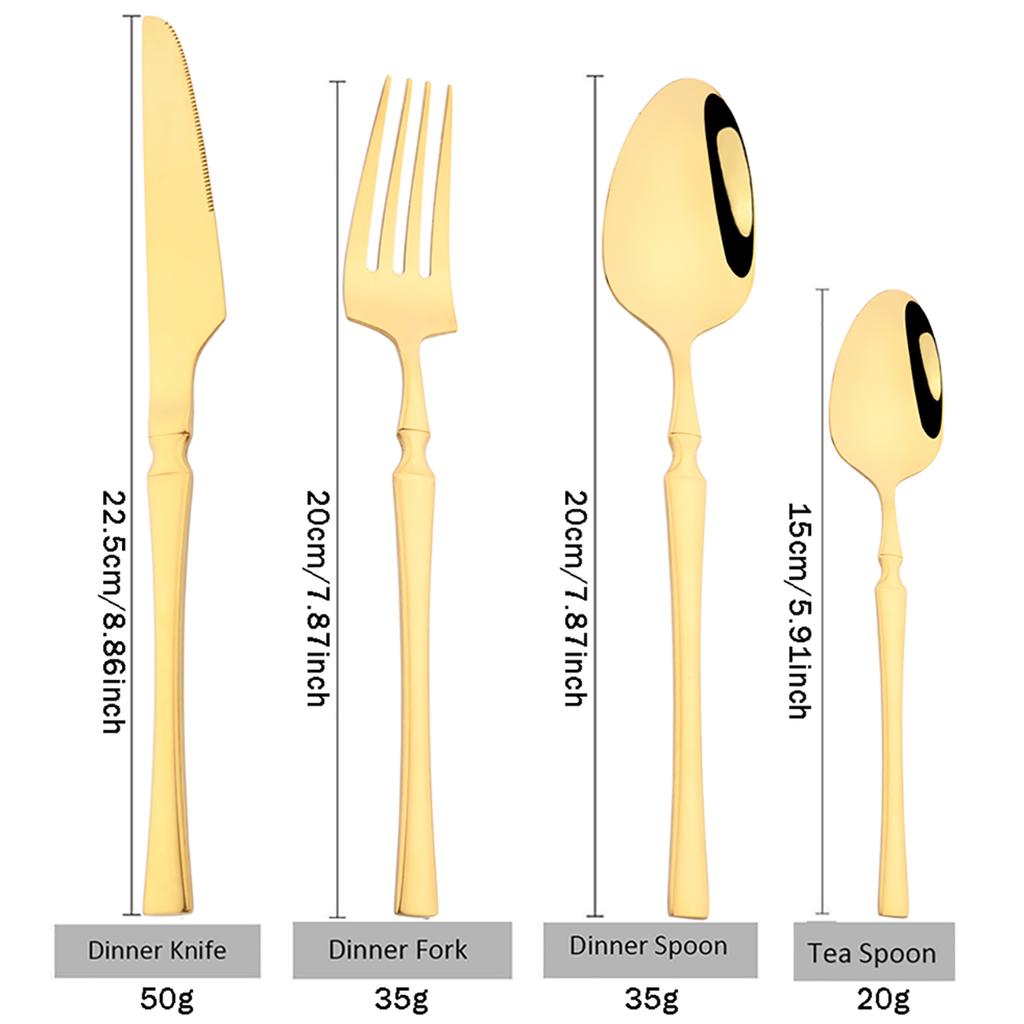 24Pcs Creative Gold Tableware Dinnerware Set Knife Fork Coffee Spoon Cutlery Set Stainless Steel Flatware Western Silverware