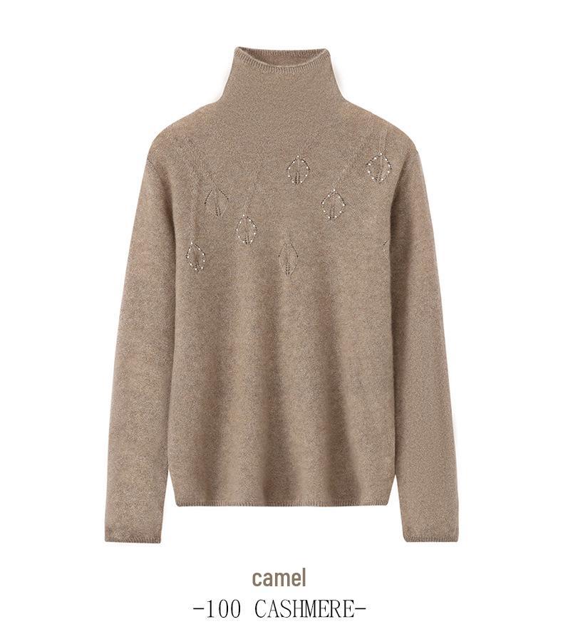 Lekasha Women's Cashmere High-Neck Pullover Sweater - Solid Color, Loose Fit for Autumn and Winter
