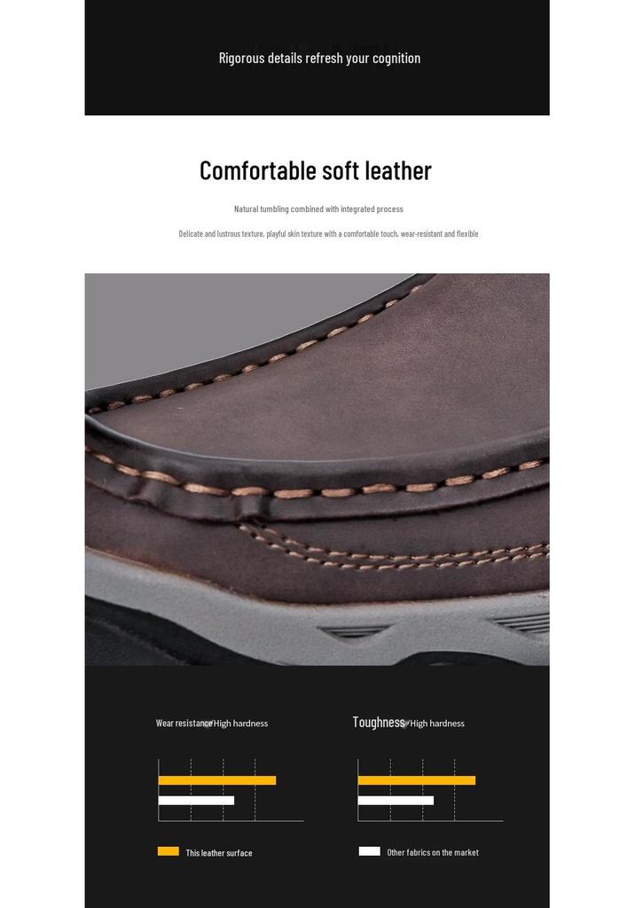 Men's PU Leather Thick Sole Hiking Shoes - Large Size Casual Outdoor Sneakers