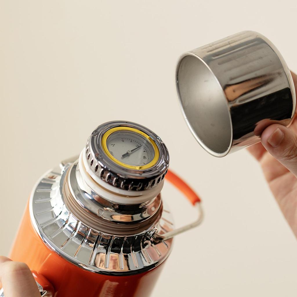 Moji Chense Orange-Handled Stainless Steel Insulated Teapot and Water Bottle with Gift Box Packaging for Household and Outdoor Use