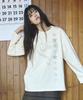MIHEV Music Note Graphic Oversized Long Sleeve Cream